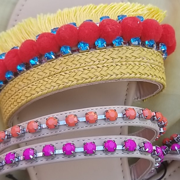 NEW - Summer Sandals Multi Colored Flats - Picture 7 of 8